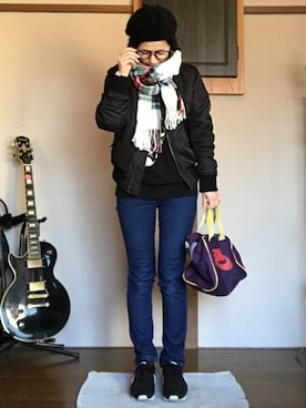 「ミカヅキモモコ（ミカヅキモモコ）のアイテム（ハンチング/ベレー帽）」を使った、Hananさん（レディース・153cm）の冬コーディネート