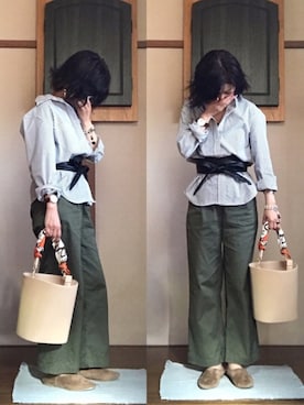 「サッシュベルト」｜「アイテム（財布/小物）」を使った、Hananさん（レディース・153cm）の春コーディネート