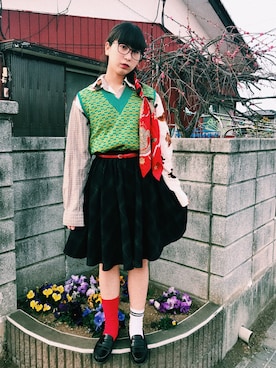 「アイテム（ベスト）」を使った、（＾Ｏ＾☆♪さん（レディース・161cm）の春コーディネート