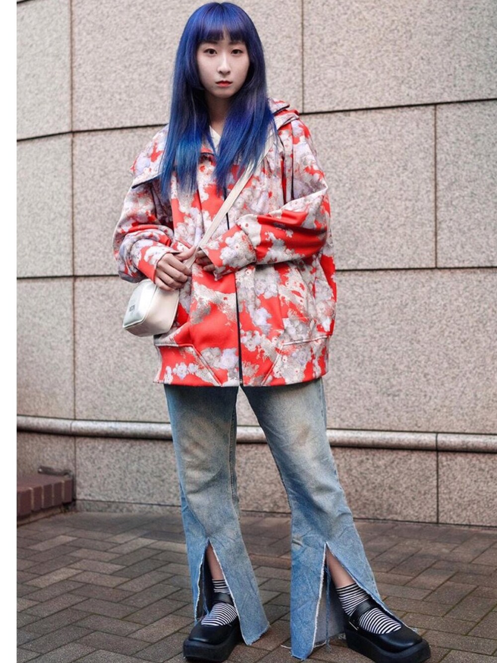 「harajuku、原宿、秋のコーデ、デニム」｜「BALMUNGのアイテム（ジャケット/アウター、オレンジ系）」を使った、（＾Ｏ＾☆♪さん（レディース・161cm）の秋コーディネートの1枚目の写真