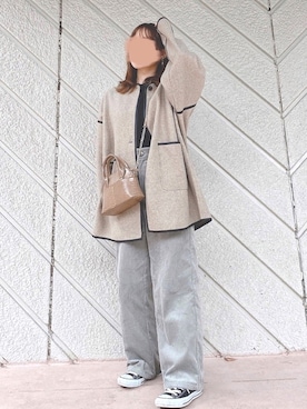 「tiptop（ティップトップ）の2020AW パイピングコート（その他アウター、ベージュ系）」を使った、さくおさん（レディース・154cm）の秋コーディネート