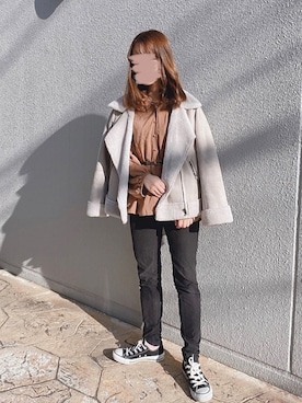 「one after another NICE CLAUP（ワンアフターアナザーナイスクラップ）のアイテム（シャツ/ブラウス、ブラウン系）」を使った、さくおさん（レディース・154cm）の秋コーディネート