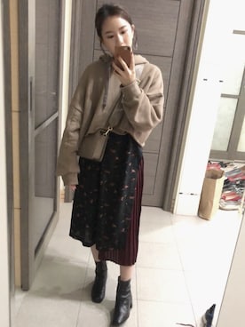 「CLANE（クラネ）のアイテム（パーカー）」を使った、Jasmine:)さん（レディース・157cm）の冬コーディネート