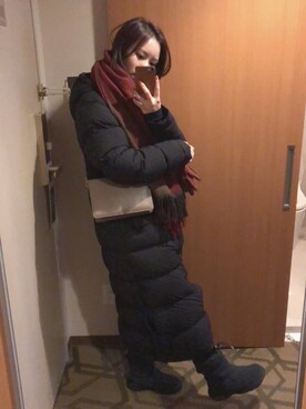 「CLANE（クラネ）のアイテム（クラッチバッグ）」を使った、Jasmine:)さん（レディース・157cm）の冬コーディネート