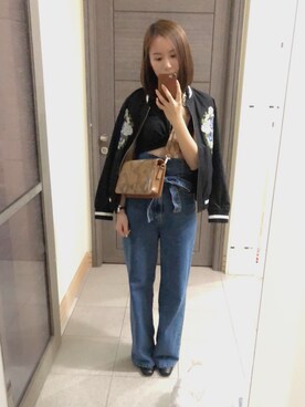 「CLANE（クラネ）のアイテム（ブルゾン）」を使った、Jasmine:)さん（レディース・157cm）の夏コーディネート