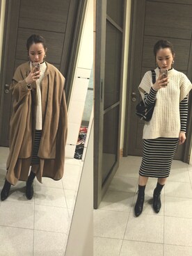 「CLANE（クラネ）のアイテム（ベスト）」を使った、Jasmine:)さん（レディース・158cm）の冬コーディネート