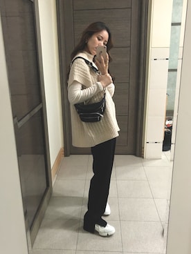「CLANE（クラネ）のアイテム（ベスト）」を使った、Jasmine:)さん（レディース・158cm）の冬コーディネート