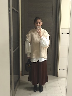 「CLANE（クラネ）のアイテム（ベスト）」を使った、Jasmine:)さん（レディース・158cm）の冬コーディネート