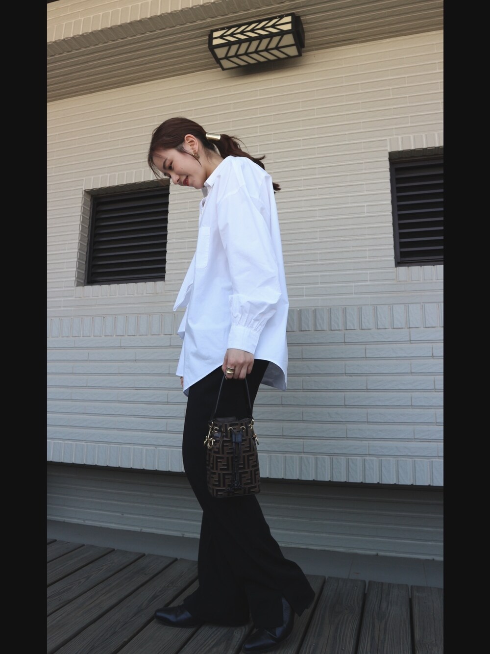 「.efiLevolのEFILEVOL エフィレボル アシメシャツ（シャツ/ブラウス、ホワイト系）」を使った、Jasmine:)さん（レディース・158cm）の春コーディネートの1枚目の写真