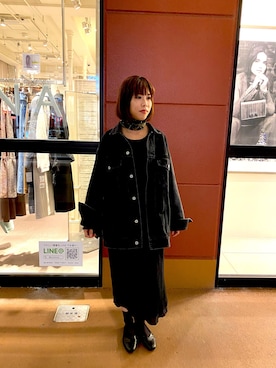 「JOURNAL STANDARD（ジャーナルスタンダード）のアイテム（デニムジャケット、ブラック系）」を使った、yukariさん（レディース）の冬コーディネート