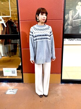 「B.C STOCK（ベーセーストック）のフェアアイルニット（ニット/セーター、グレー系）」を使った、yukariさん（レディース）の冬コーディネート