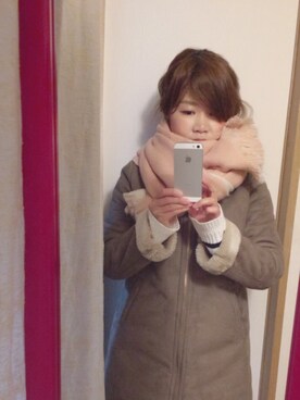 「BEAMS（ビームス）のアイテム（ムートンコート）」を使った、みやこさん（レディース・153cm）の冬コーディネート