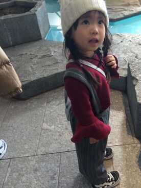 「GLOBAL WORK（グローバルワーク）のアイテム（オールインワン・サロペット）」を使った、yuinaさん（キッズ・90cm）の冬コーディネート