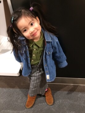 「フリンジ」｜「アイテム（オールインワン・サロペット）」を使った、yuinaさん（キッズ・90cm）の冬コーディネート