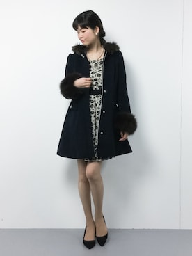 「パーティースタイル」｜「アイテム（ステンカラーコート）」を使った、kiyokoさん（レディース・165cm）の冬コーディネート