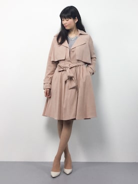 「ピンクコート」｜「アイテム（トレンチコート）」を使った、kiyokoさん（レディース・165cm）の冬コーディネート