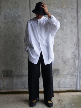 「NEONSIGN（ネオンサイン）のアイテム（帽子）」を使った、106さん（メンズ・172cm）の夏コーディネート