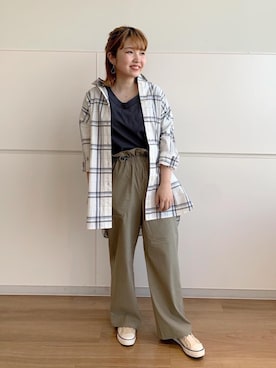 「USAコットン」｜「アイテム（スリッポン）」を使った、iBuKiさん（レディース・154cm）の春コーディネート