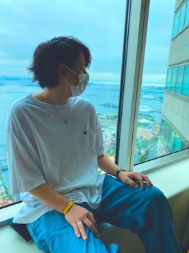 「MARC JACOBS（マークジェイコブス）のアイテム（腕時計）」を使った、岩崎れっどさん（メンズ・173cm）の夏コーディネート
