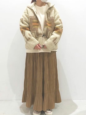 「PENDLETON（ペンドルトン）のアイテム（ブルゾン）」を使った、tomoさん（レディース・153cm）の秋コーディネート