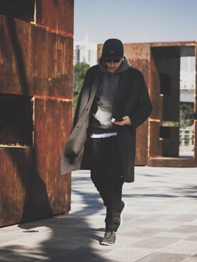 「NIKE」｜「アイテム（ダッフルコート）」を使った、RocTsuiさん（メンズ・175cm）の冬コーディネート