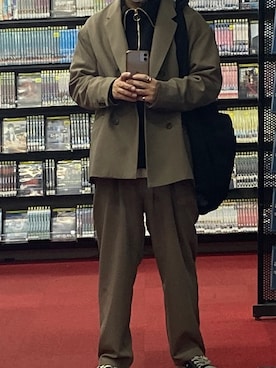 「Dulcamara（ドゥルカマラ）のよそいきトートバッグ（トートバッグ、ブラック系）」を使った、ヒロさん（メンズ・163cm）の冬コーディネート