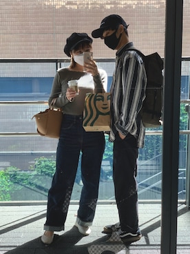 「SENSE OF PLACE by URBAN RESEARCH（センスオブプレイスバイアーバンリサーチ）のスクエアトウセンターシームフラットシューズ（パンプス）」を使った、moepiさん（レディース・158cm）の春コーディネート