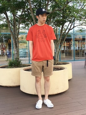 「Design Tshirts Store graniph（デザイン　ティーシャツ　ストア　グラニフ）のアイテム」を使った、ozoさん（メンズ・174cm）の夏コーディネート