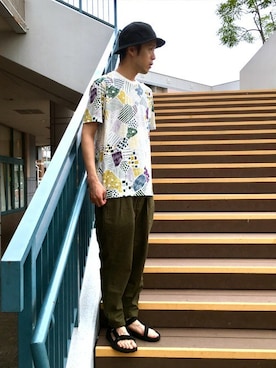 「Design Tshirts Store graniph（デザイン　ティーシャツ　ストア　グラニフ）のアイテム」を使った、ozoさん（メンズ・174cm）の夏コーディネート