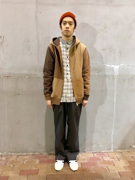 「green label relaxing（グリーンレーベルリラクシング）のアイテム（帽子）」を使った、ozoさん（メンズ・174cm）の冬コーディネート