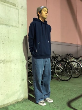 「green label relaxing（グリーンレーベルリラクシング）のアイテム（帽子）」を使った、ozoさん（メンズ・174cm）の冬コーディネート