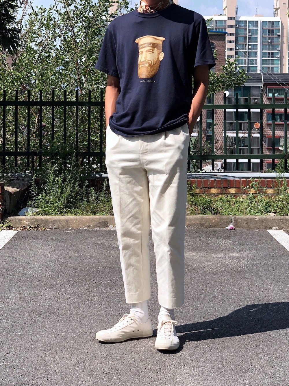 「Am.Weのアイテム（マフラー、その他）」を使った、YongMun Leeさん（メンズ・178cm）の夏コーディネートの1枚目の写真