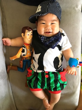 「Sassy（サッシー）のアイテム」を使った、RYUNOSUKE( ᐛさん（キッズ・60cm）の春コーディネート