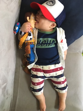 「Sassy（サッシー）のアイテム」を使った、RYUNOSUKE( ᐛさん（キッズ・60cm）の春コーディネート