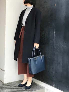 「ウエストイン」｜「アイテム（チェスターコート）」を使った、nano・universe lady's webeditorさん（レディース・167cm）の冬コーディネート