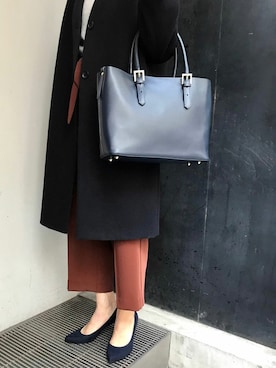 「オフィススタイル」｜「アイテム（チェスターコート）」を使った、nano・universe lady's webeditorさん（レディース・167cm）の冬コーディネート