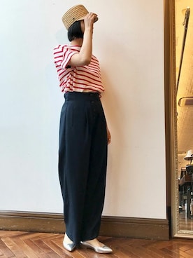 「ストローハット」｜「アイテム（キャップ）」を使った、nano・universe lady's webeditorさん（レディース・167cm）の春コーディネート