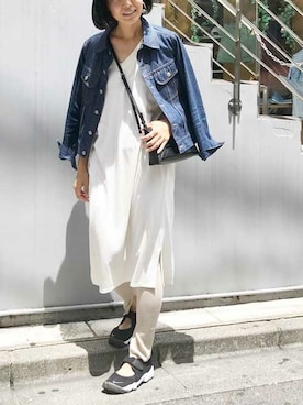 「アイテム（レギンス/スパッツ、ベージュ系）」を使った、nano・universe lady's webeditorさん（レディース・167cm）の夏コーディネート