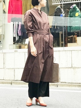 「NANO universe（ナノユニバース）のアイテム（シャツワンピース）」を使った、nano・universe lady's webeditorさん（レディース・167cm）の秋コーディネート