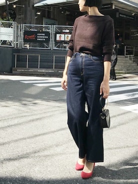 「NANO universe（ナノユニバース）のアイテム（デニムパンツ）」を使った、nano・universe lady's webeditorさん（レディース・167cm）の秋コーディネート