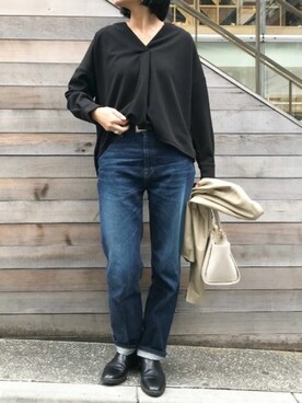 「スキッパーシャツ」｜nano・universe lady's webeditorさん（レディース・167cm）の冬コーディネート