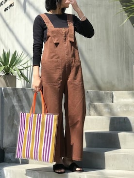 「nano・universe」｜「アイテム（サロペット/オーバーオール）」を使った、nano・universe lady's webeditorさん（レディース・167cm）の春コーディネート