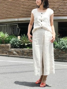 「リネンセットアップ」｜nano・universe lady's webeditorさん（レディース・167cm）の夏コーディネート