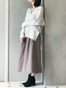 「アイテム（タンクトップ、グレー系）」を使った、nano・universe lady's webeditorさん（レディース・167cm）の秋コーディネート