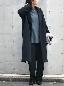 「NANO universe（ナノユニバース）のアイテム（チェスターコート）」を使った、nano・universe lady's webeditorさん（レディース・167cm）の冬コーディネート
