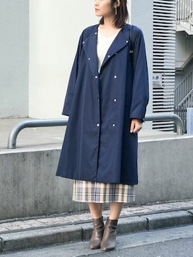 「チェック柄」｜「アイテム（その他アウター）」を使った、nano・universe lady's webeditorさん（レディース・167cm）の冬コーディネート