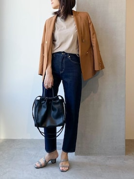 「アイテム（テーラードジャケット、イエロー系）」を使った、nano・universe lady's webeditorさん（レディース・167cm）の春コーディネート