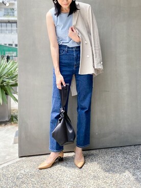 「NANO universe（ナノユニバース）のWEB限定/ラウンドヘムタンク（タンクトップ）」を使った、nano・universe lady's webeditorさん（レディース・167cm）の夏コーディネート