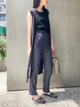 「NANO universe（ナノユニバース）のWEB限定/ラウンドヘムタンク（タンクトップ）」を使った、nano・universe lady's webeditorさん（レディース・167cm）の夏コーディネート