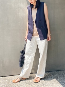 「NANO universe（ナノユニバース）のWEB限定/ラウンドヘムタンク（タンクトップ）」を使った、nano・universe lady's webeditorさん（レディース・167cm）の夏コーディネート